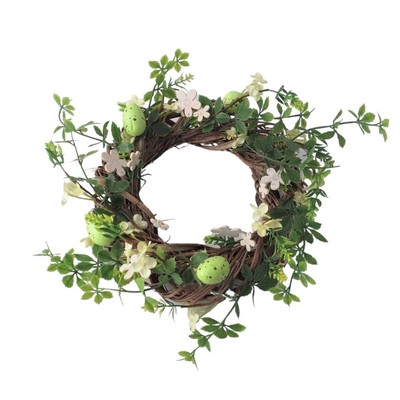Grün und weiß Blumenmuster gesprenkeltes Ei Osterkranz Frühling Zuhause Zubehör
