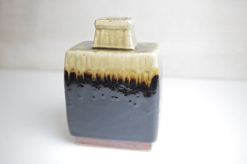 Japanese vintage Mashiko ware pottery flower vase Minoru Fukushima with box - Picture 2 of 17
