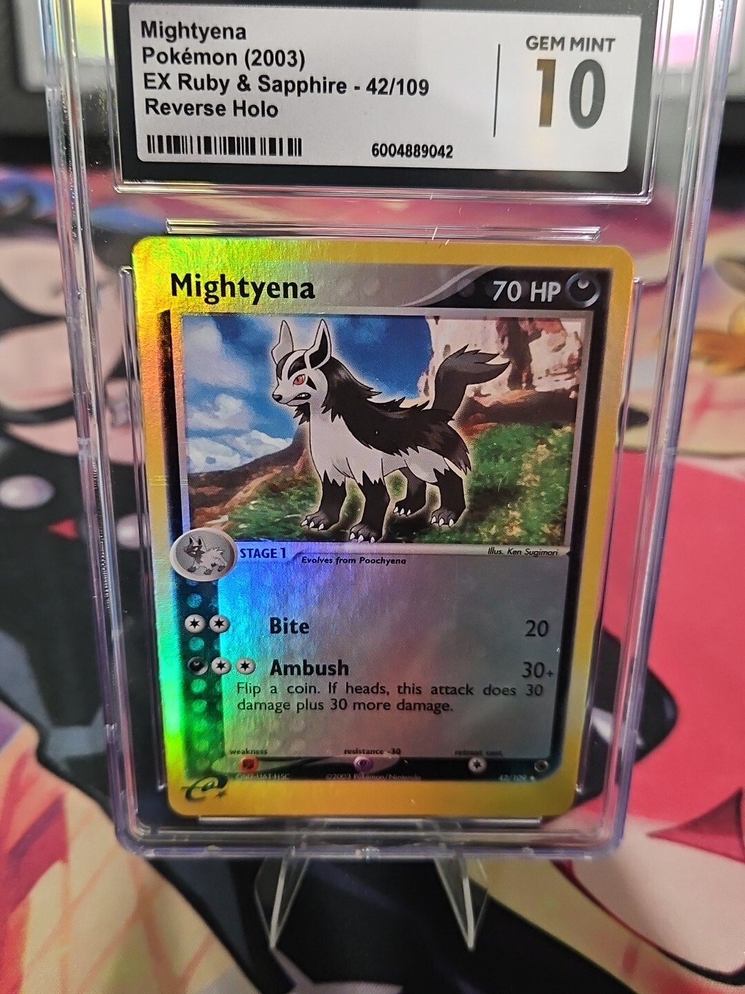 Pokemon Mightyena #42/109 Reverse Holo 2003 Ruby & Sapphire CGC 10 GEM LOW POP