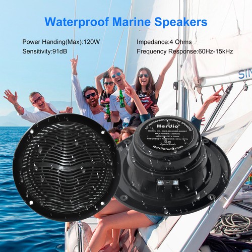 6.5" Marine Stereo Speakers Waterproof Flush Mount Audio Boat ATV UTV golf cart - Picture 7 of 12
