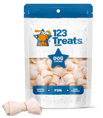 Rawhide Dog Bones Chews 3-4'' | Premium Rawhide Chews by 123 Treats