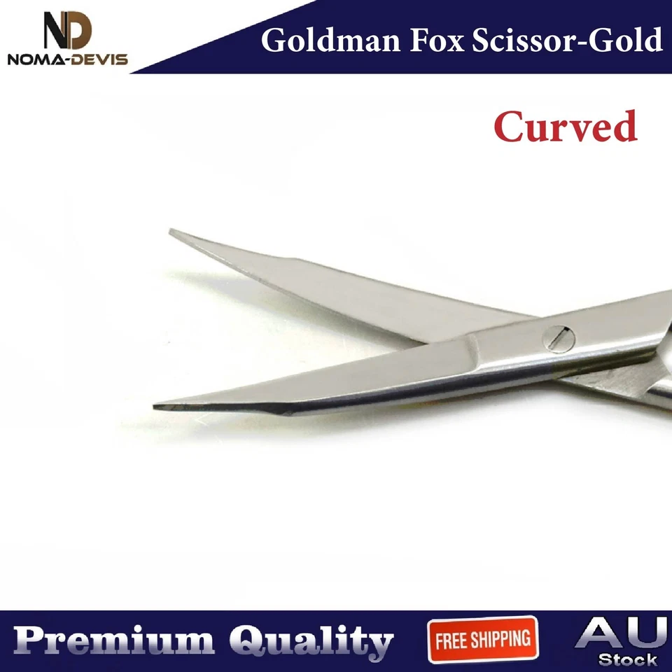 Micro tijeras dentales quirúrgicas Goldman Fox tijeras TC curvas doradas 3 piezas Foto 4 de 4