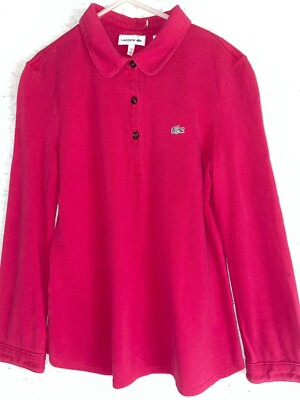 Lacoste Polo Long Sleeve Shirt Girls T-Shirt Pink Size 12