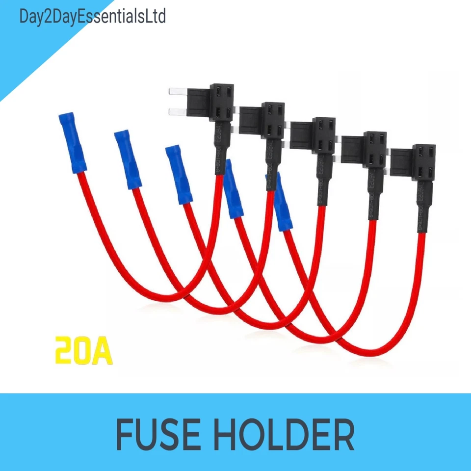 DAY2DAYESSENTIALSLTD Add A Circuit Fuse Holder Piggy Back Blade Auto Electric Tap 20 AMP - All Sizes