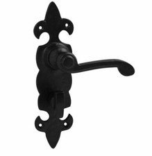 BLACK ANTIQUE DOOR HANDLE RANGE Ornate Gothic Iron Lock/Latch External/Internal
