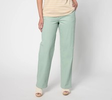 Denim Co Petite Easywear Twill Full Length Wide Leg Pants Size PL Alpine Frost