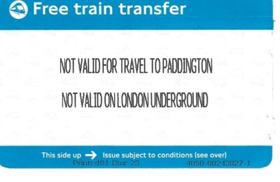 HEATHROW TERMINALS Free Transfer Ticket - Used - Heathrow Express