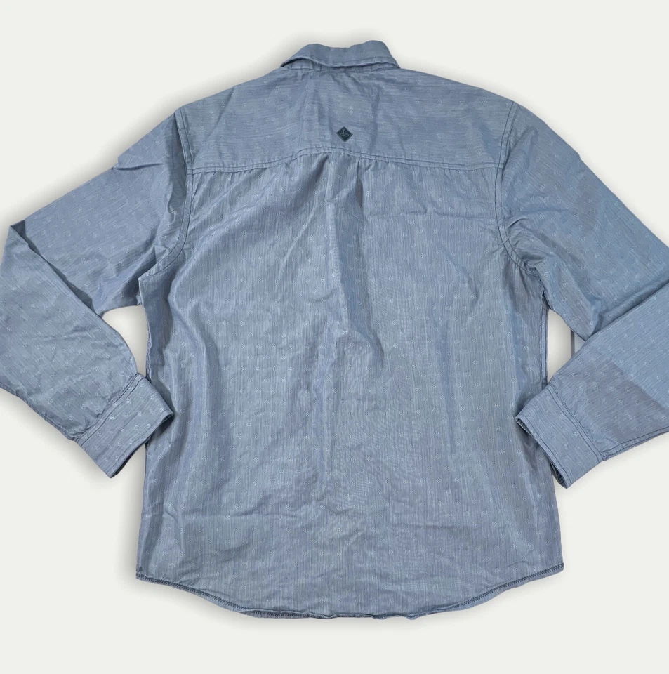 Camisa Prana Para Hombre Mediana Azul Abotonada Manga Larga Informal Estampada Preppy Foto 2 de 4