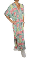 Women's Colorful Short Sleeve Caftan  Dress One Size