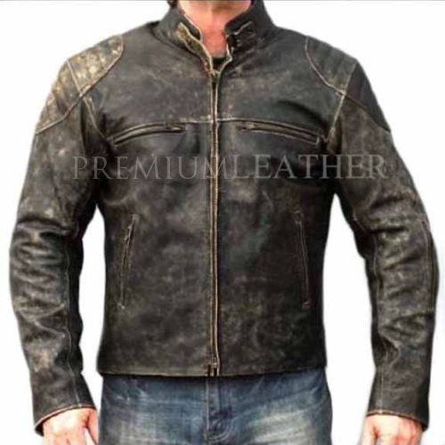 Mens Vintage Leather Jacket Distressed Brown Motorcycle Leather Jacket
