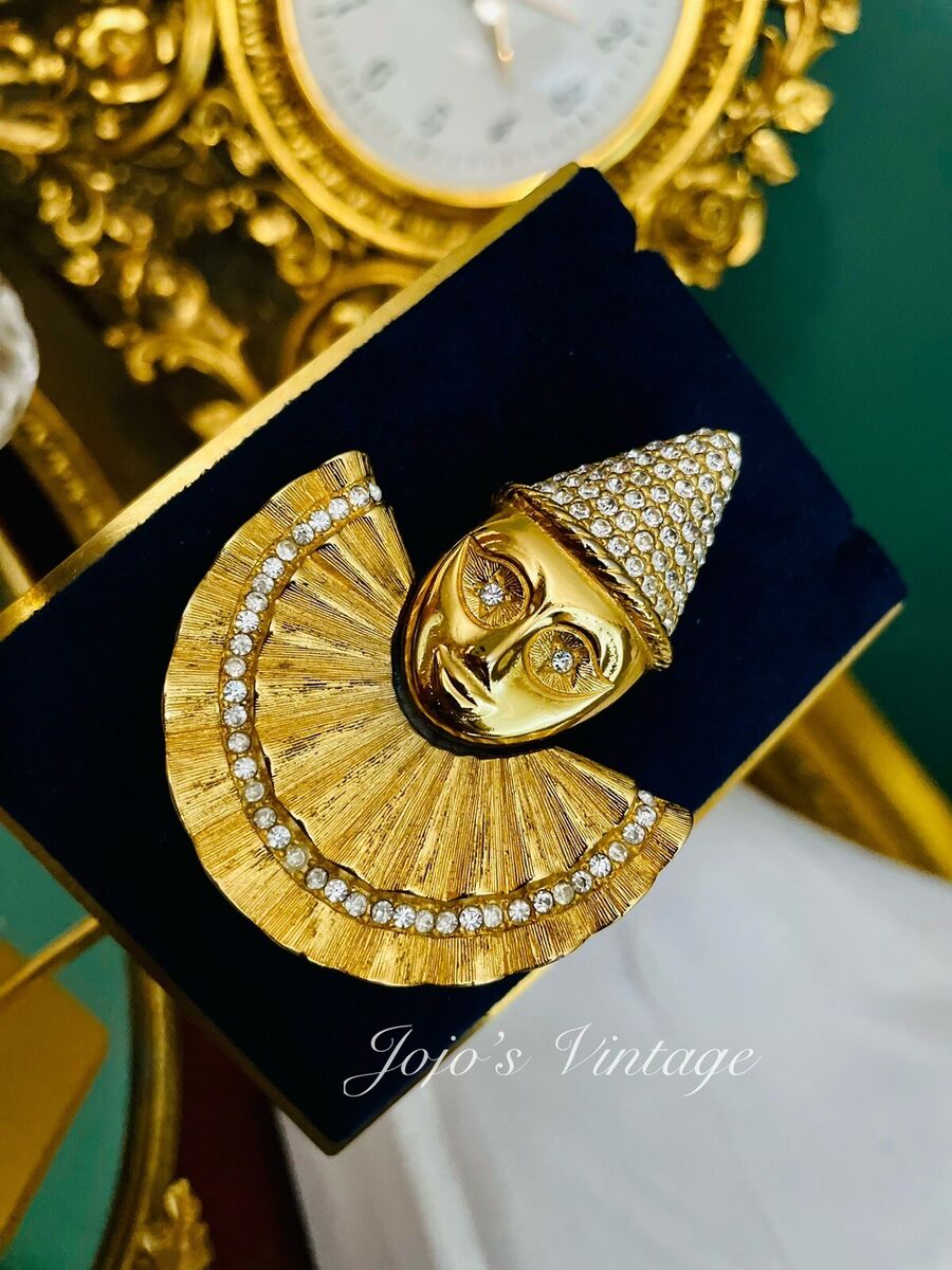 Vintage CHRISTIAN DIOR Germany Rhinestone clown gold tone Vintage CHRISTIAN DIOR Germany Rhinestone clown gold tone