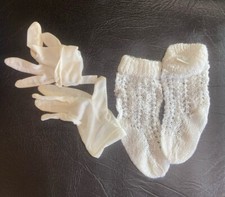 Pair Of Vintage White Thread Crochet Laced Socks  Dress Gloves Holy Communion