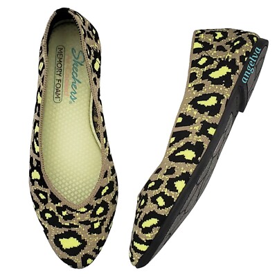 Skechers cleo claw some leopard print stretch slip on ballet flats