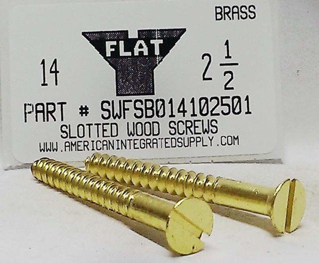 14x21/2 Flat Head Slotted Wood Screws Solid Brass (10) eBay