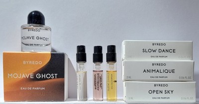 New in Box BYREDO Mojave Ghost Perfume Miniature +Animalique Open Sky Slow Dance