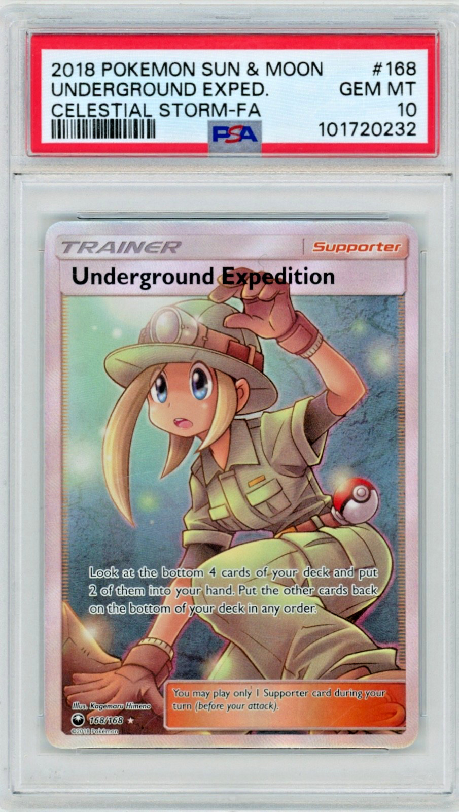 2018 Pokemon SM Celestial Storm Underground Expedition 168/168 Full Art PSA 10
