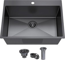 25x22 Inch Black Drop In Kitchen Sink 25 Inch Gunmetal Black RV Laundry Utility