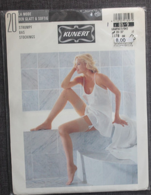 KUNERT glatt & softig Feinstrümpfe Strapsstrümpfe 20 den Gr. 8,5-9 Graphit Neu