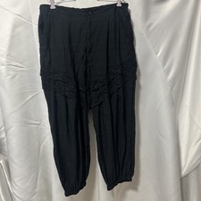 By Anthropologie Pieced Lace Joggers Lace Pull On Black Wide Leg Pants L Boho