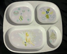 Disney Tinkerbelle 4-Section Kids Serving Dining Plate Melamine Toddler Dishes
