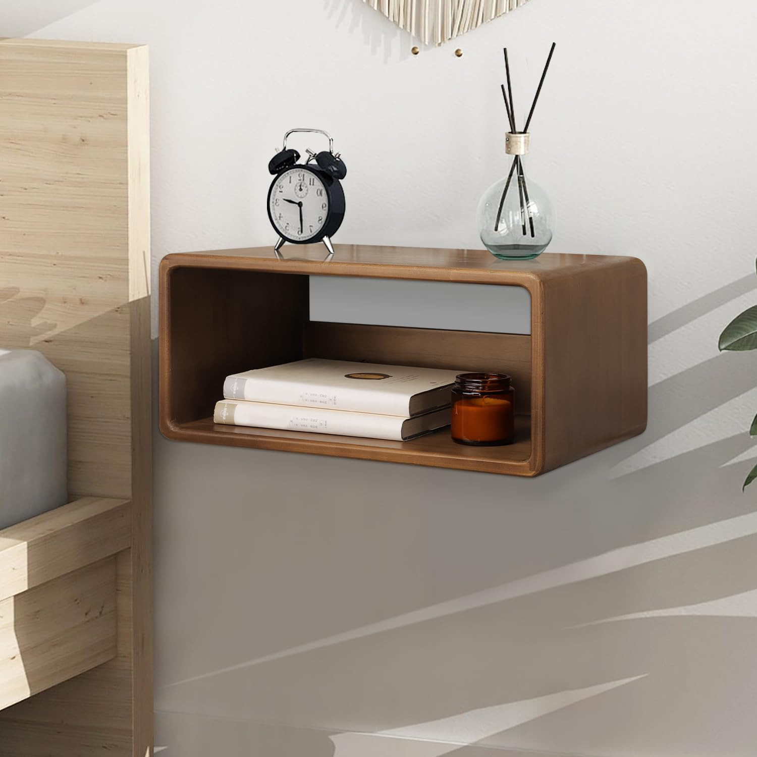 Floating Nightstand, Wall Mounted Bedside Shelf, Handmade Bedroom Furniture,Pine