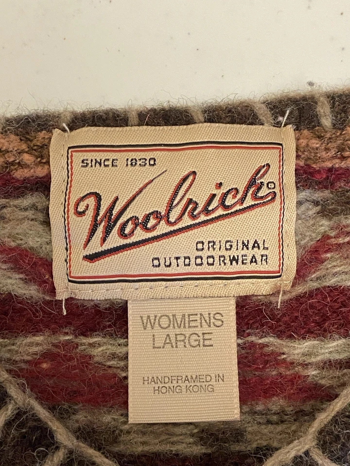 Vintage Woolrich 3D Knit Patterned Multicolor Wool Knit V-Neck Sweater Large - Image 4 of 4