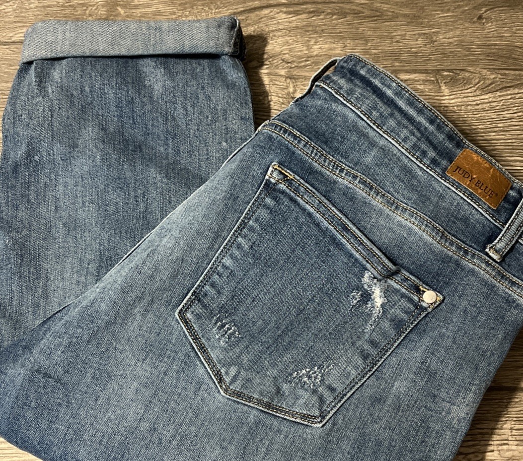 Judy Blue High Waisted Boyfriend Fit Destroyed Crop Jeans 15