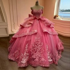 Luxury Bow QuinceaneraDress Off the Shoulder Ruched Appliques Tulle Vestido De15