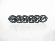 Blue crystal art deco hair barrette clip bridal for fine thin hair