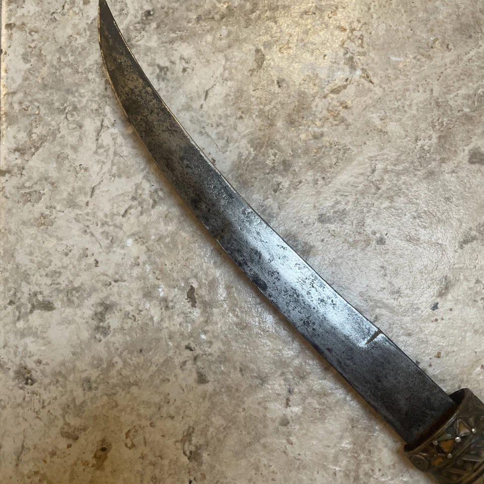 Adaga antiga do Oriente Médio Marrocos folheada a latão, colecionável, rara - Imagem 4 de 4