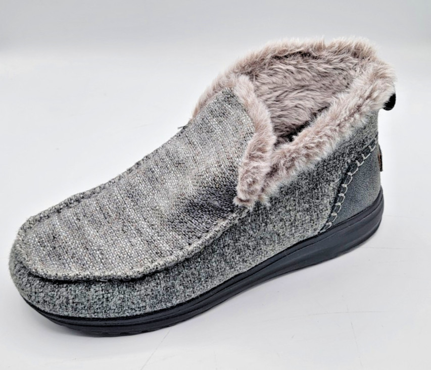 Hey Dude Women's 9 Sleet Grey Denny Cozy Slip On Faux Fur Ankle Boots Shoes