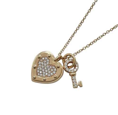 SALE! Tiffany & Co. 18k Gold Necklace With Charms, Real Diamonds, Heart, Lock