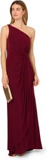 Adrianna Papell One Shoulder Jersey Dress, Wine Red, Size 12