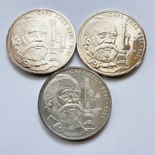 Lot Of 3 1988 10 Deutsche Mark Germany Coin Carl Zeiss Optics  .625% Silver