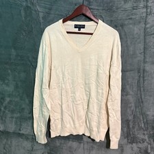 Brooks Brothers Sweatshirt Mens XL Yellow V Neck Supima Cotton Pull over Preppy