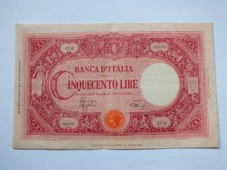 REPUBBLICA SOCI. LUOGOTENENZA BIGLIETTI DI BANCA 500 LIRE GRANDE "C"(B.I.) 1944