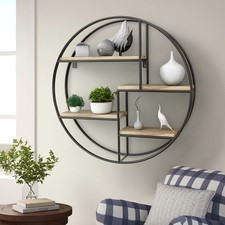 Metal Wire Floating Shelf Round Wall Storage Shelve Multi-Section Display Rack