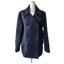 MARGARET HOWELL Navy Wool Blend Pea Coat M Classic Double-Breasted Men's F/S