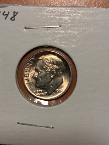 1948 Roosevelt Dime - Gentle toning from an old album - $1.99 Shipping