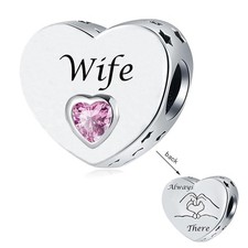 Wife Heart Charm for Bracelets Always There Forever Love Charm