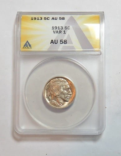 1913 VAR1 BUFFALO NICKEL AU58 ANACS