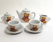 Vintage Miniature Tea Set Dollhouse 1980s Porcelain Mini Ceramic 9 pcs