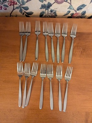 15-VINTAGE EASTERLING RHINELAND STAINLESS(7)SALAD FORKS(8)DINNER FORKS 