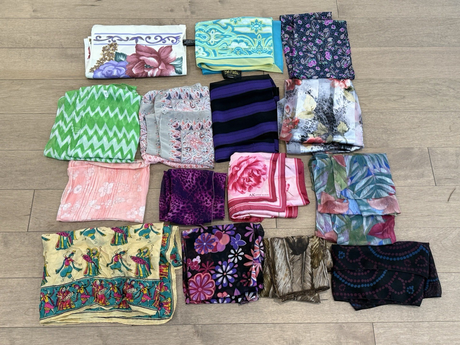 Vintage to Now SCARF LOT Silky & 100% Silk Mixed Lot Bob Mackie Anne Klein