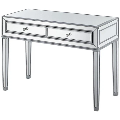 Elegant Decor Reflexion 2 Drawer Mirrored Bedroom Vanity Desk in Antique Silver - Picture 1 of 12