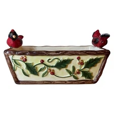 Certified International ceramic centerpiece by Susan Winget holiday cardinal