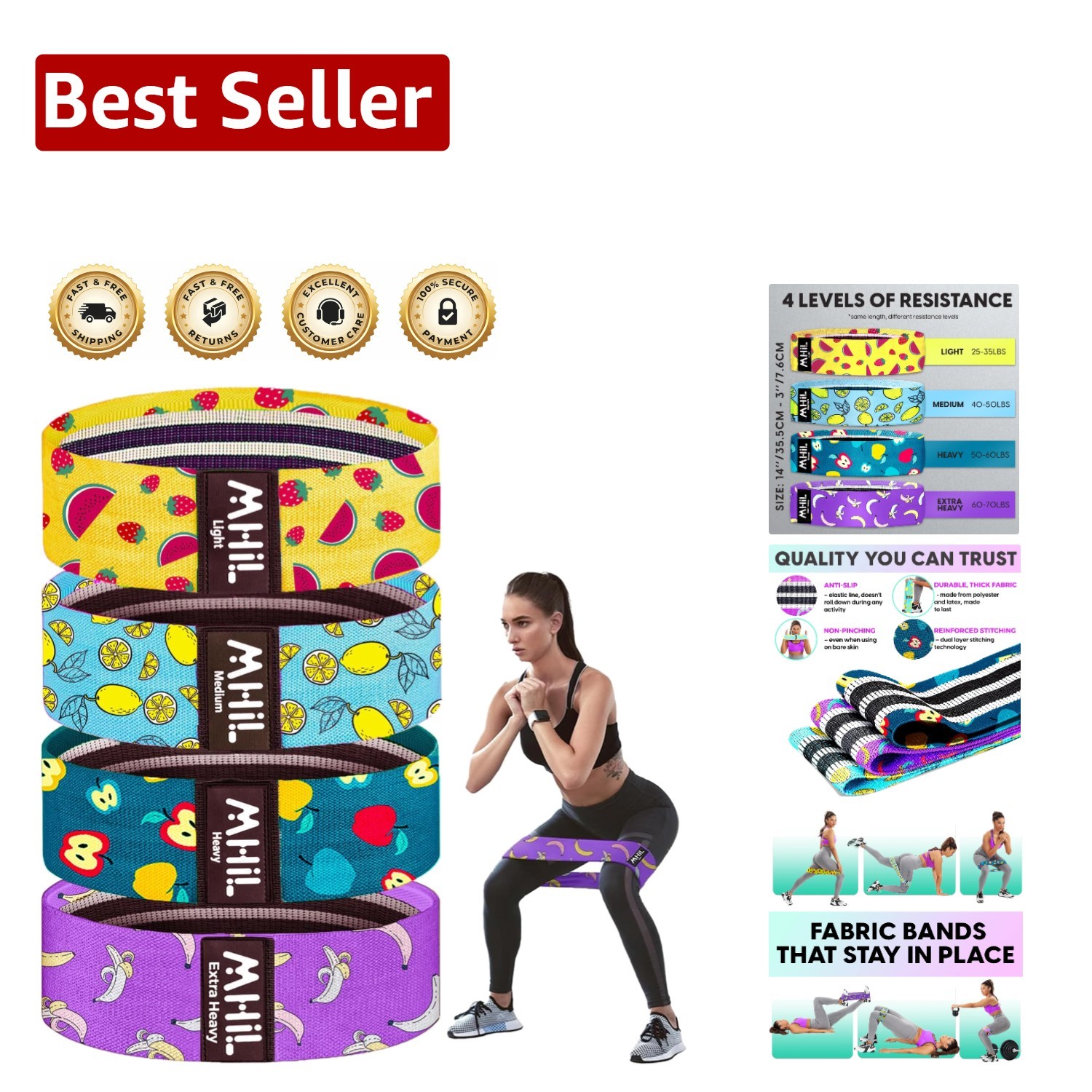 Set &ndash; 4 Non-slip Bands For Ultimate Workouts
