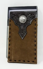 Nocona Roughout Floral Overlay Rodeo Wallet/Checkbook Cover