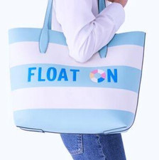 Kate Spade Pool Float Striped Leather shoulder Tote Bag Unused
