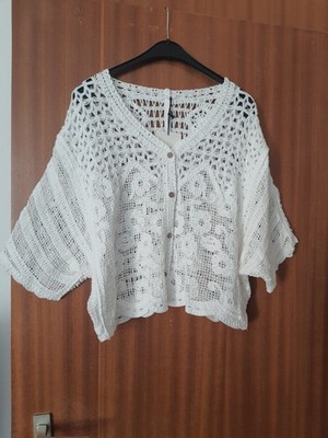 Z Studio 38 40 42 44 46 Boho Strickjacke Jacke Häkeljacke Weiss